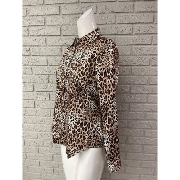 Chaps Women Animal Print Non-Iron Cotton Long Sleeve Shirt Size S - Picture 3 of 7
